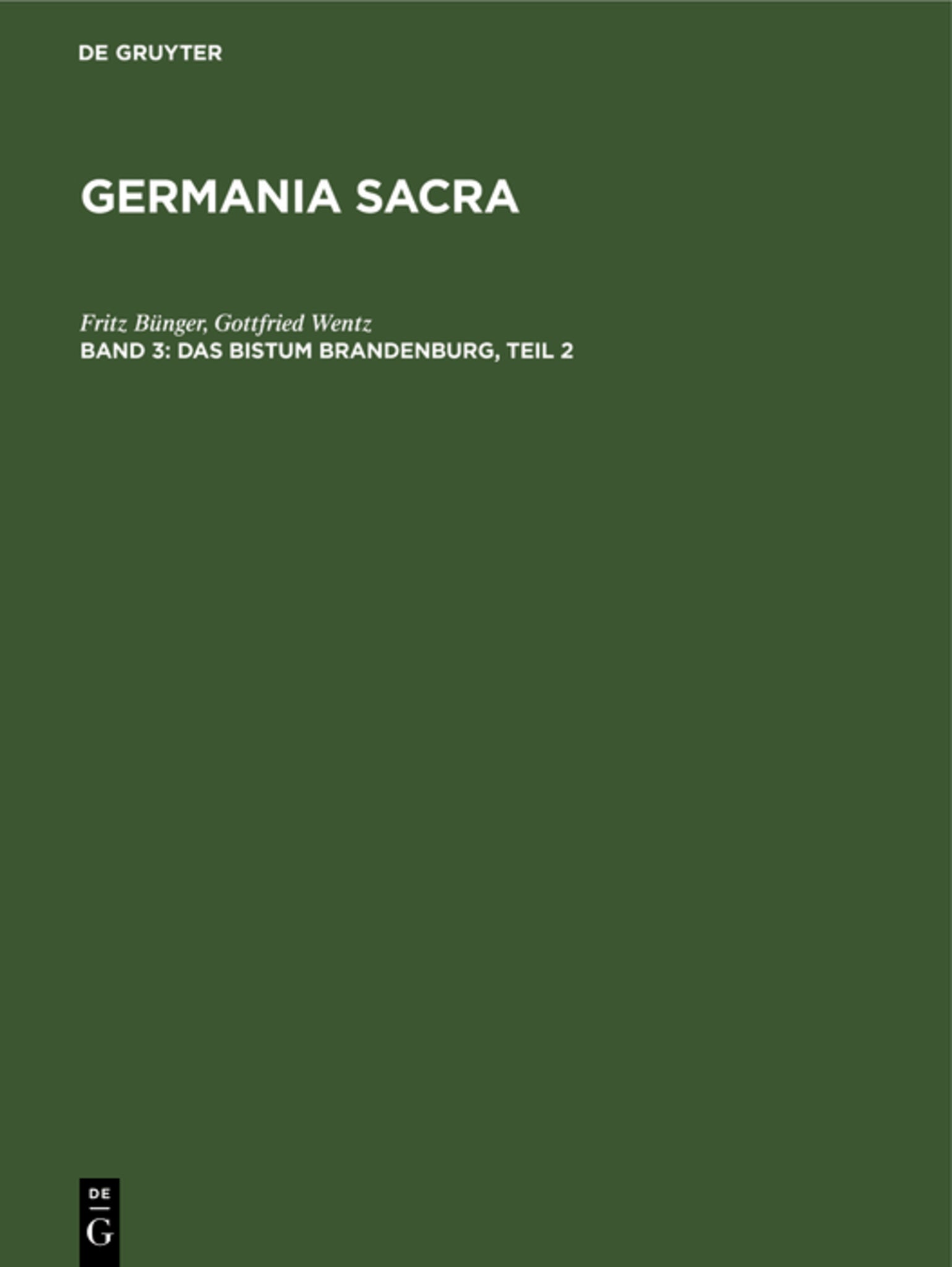 Cover image for Das Bistum Brandenburg, Teil 2 ISBN 9783111234687
